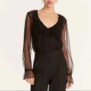 J. Crew Ruffleneck Top in Clip Dot